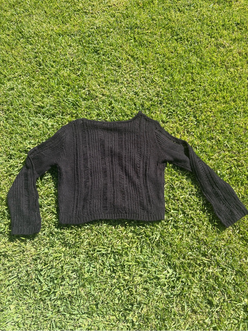 sheer knit black sweater